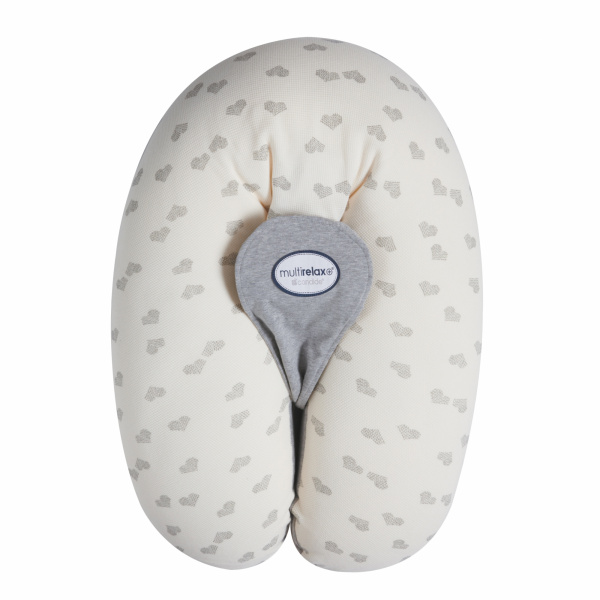 Coussin d'allaitement multirelax+ jersey cœurs / gris Candide