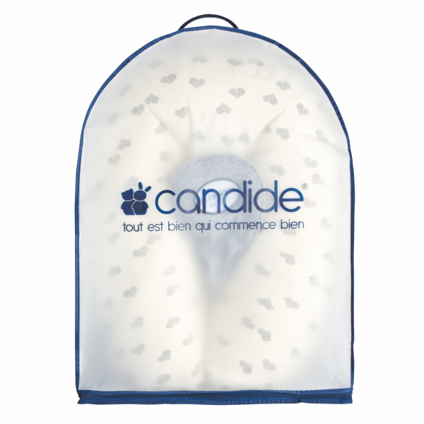 Coussin d'allaitement multirelax+ jersey cœurs / gris Candide