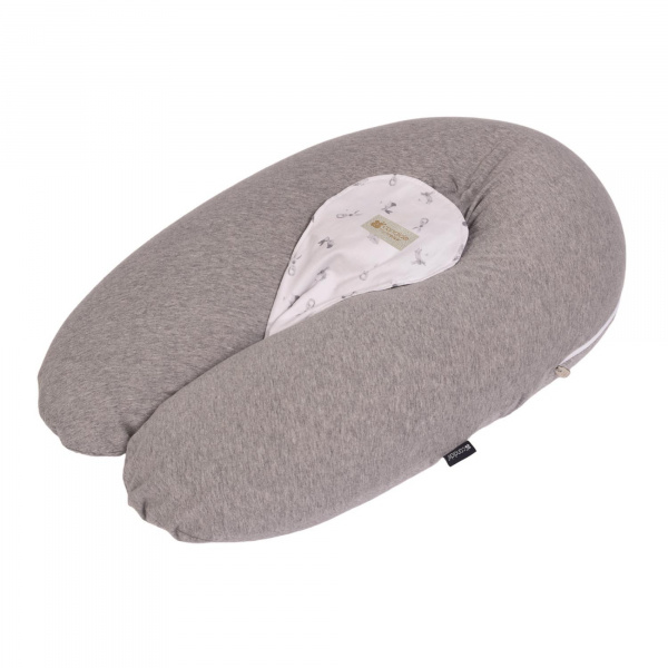Coussin d'allaitement multirelax+ jersey gris chiné / lapins Candide