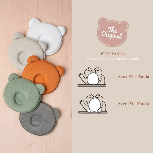 Cale tête bebe p'tit panda blanc Candide