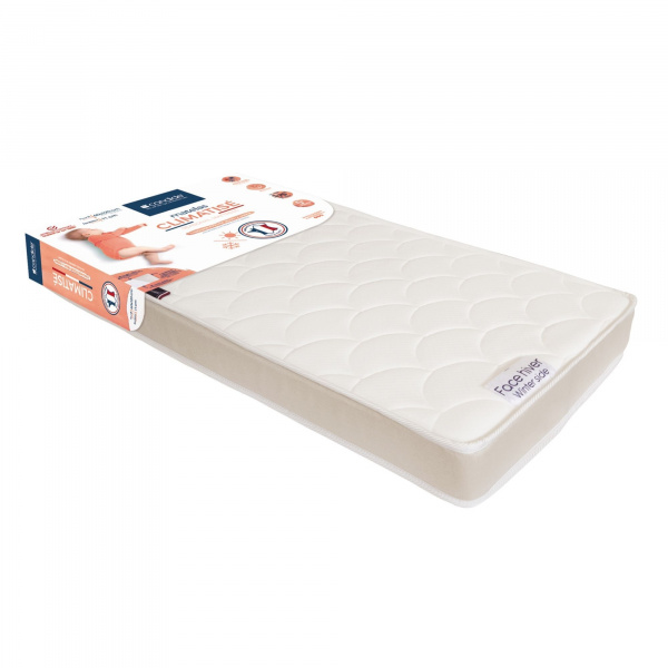 Pack matelas bébé climatisé + alèse blanc + drap housse blanc - 60x120 cm Candide