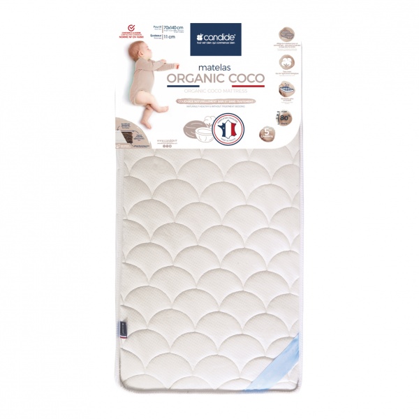 Matelas bébé organic coco 70 x 140 cm Candide