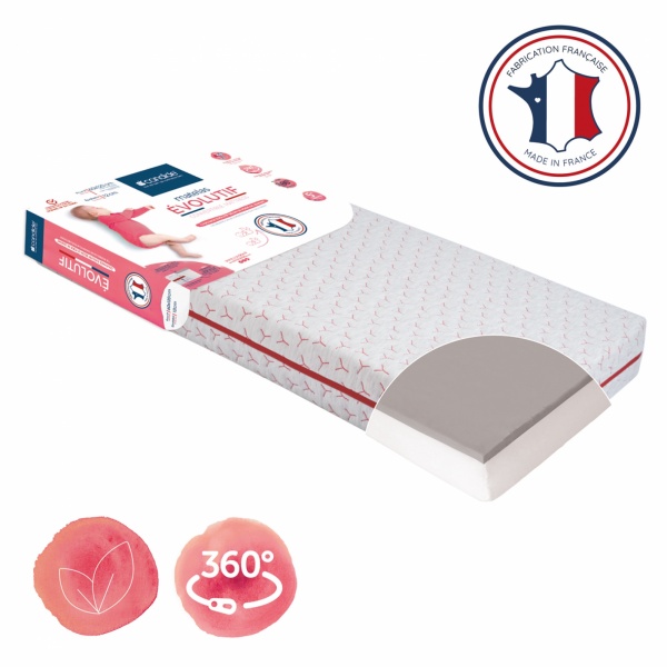 Matelas bébé évolutif déhoussable 60 x 120 cm Candide