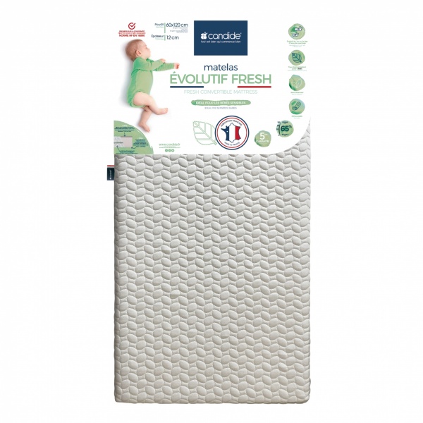 Matelas Bebe Evolutif Fresh Dehoussable 60x1 Cm De Candide Sur Allobebe