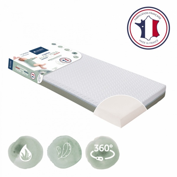 Matelas aloé vera déhoussable 60 x 120 cm Candide