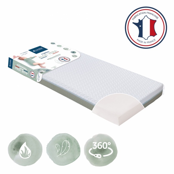 Matelas aloé vera déhoussable 70 x 140 cm Candide