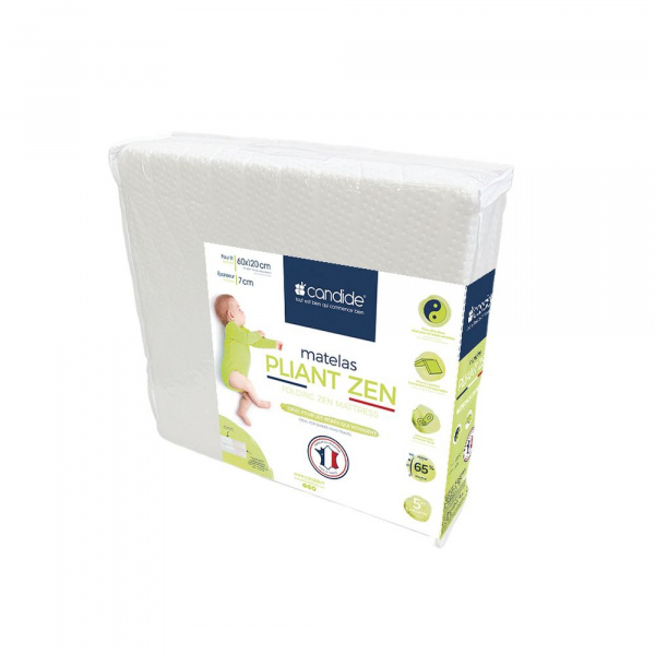 Matelas bébé zen pliant 60 x 120 cm déhoussable Candide
