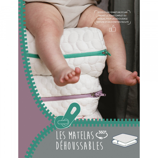 Matelas évolutif fresh déhoussable 360° 60 x 120 cm Candide