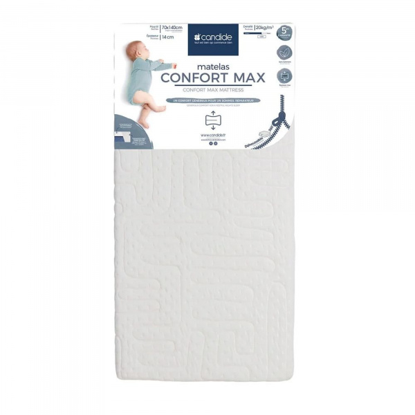 Matelas bébé confort max déhoussable 70 x 140 cm Candide
