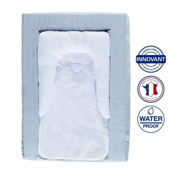 Matelas a langer douillet 2 en 1 gris chiné Candide