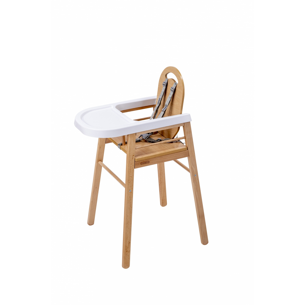 Chaise haute bébé Bois Blanc LILI COMBELLE - L77,5 x larg52,5 x