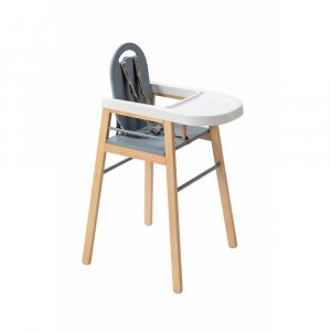 Chaise haute bois lili hybride bleu gris Combelle