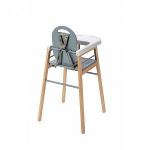 Chaise haute bois lili hybride bleu gris Combelle