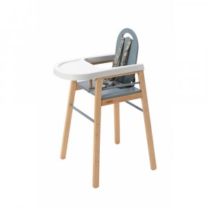 Chaise haute bois lili hybride bleu gris Combelle