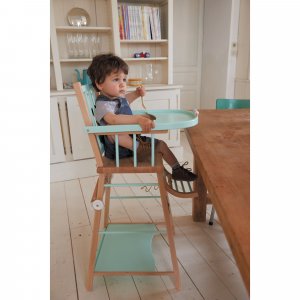 Chaise haute évolutive marcel hybride bleu gris Combelle