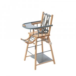 Chaise haute évolutive marcel hybride bleu gris Combelle