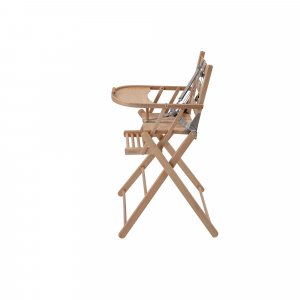 Pack chaise haute pliante sarah vernis naturel et sa tablette blanche amovible Combelle