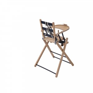 Pack chaise haute pliante sarah hybride noir et sa tablette blanche amovible Combelle