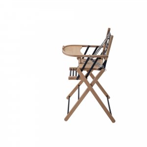 Pack chaise haute pliante sarah hybride noir et sa tablette blanche amovible Combelle