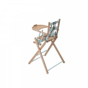 Pack chaise haute pliante sarah hybride vert mint et sa tablette blanche amovible Combelle
