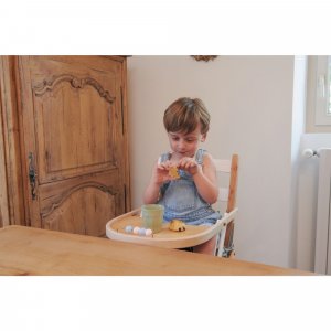 Pack chaise haute pliante sarah hybride vert mint et sa tablette blanche amovible Combelle