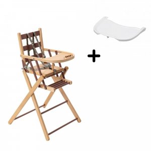 Pack chaise haute pliante sarah hybride vieux rose et sa tablette blanche amovible Combelle