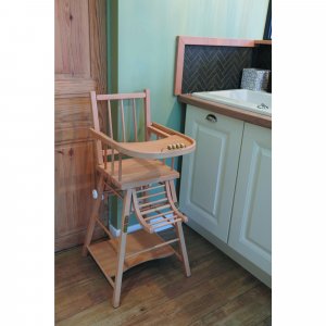 Chaise haute bébé marcel transformable barreaux vernis naturel Combelle