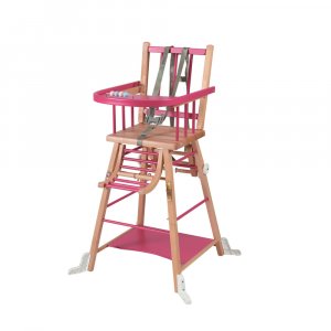 Chaise haute bébé marcel transformable barreaux hybride fuschia Combelle