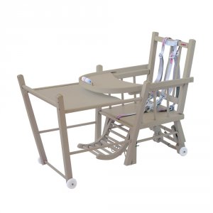 Chaise haute bébé marcel transformable barreaux laque gris clair Combelle