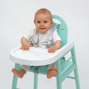 Chaise haute bébé lili vert mint Combelle