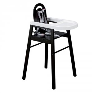 Chaise haute bébé lili fixe (avec tablette amovible ) laque noir Combelle