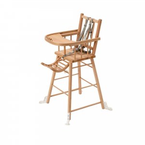 Pack chaise haute andré vernis naturel et sa tablette blanche Combelle