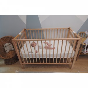 Lit bébé roméo 60x120 extra-pliant vernis naturel Combelle