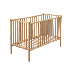 Lit bébé en bois à barreaux 60 x 120 cm alex vernis naturel Combelle