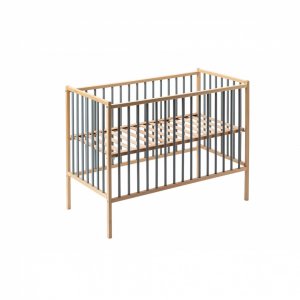 Lit en bois 60x120 cm rémi hybride bleu gris Combelle