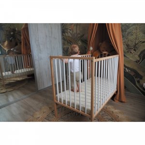 Lit en bois 60x120 cm rémi hybride bleu gris Combelle