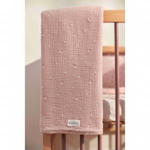 Couverture réversible 70 x 100 cm bucolique rose Combelle