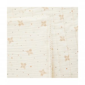 Couverture matelassée 100 x 100 cm hirondelle ecru Combelle