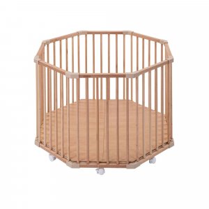 Parc octogonal bébé en bois basile vernis naturel Combelle