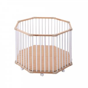 Parc octogonal bébé en bois basile hybride blanc Combelle