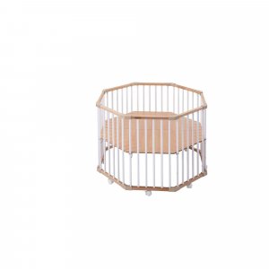Parc octogonal bébé en bois basile hybride blanc Combelle