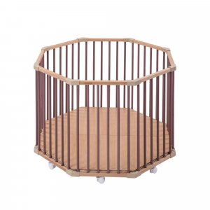 Parc octogonal bébé en bois basile hybride vieux rose Combelle