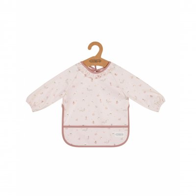 Bavoir tablier à manches rose