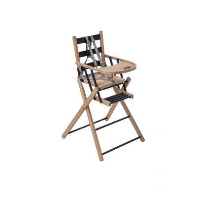 Pack chaise haute pliante sarah hybride noir et sa tablette blanche amovible