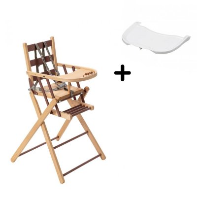 Pack chaise haute pliante sarah hybride vieux rose et sa tablette blanche amovible