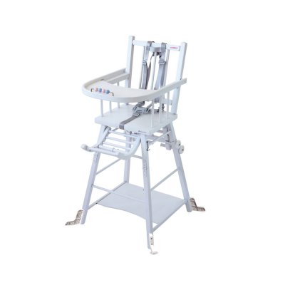 Chaise haute bébé marcel transformable barreaux laque blanche