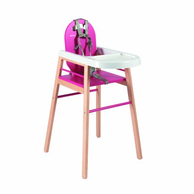 COMBELLE Chaise haute bois lili hybride fuchsia