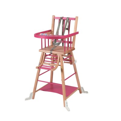 COMBELLE Chaise haute bébé marcel transformable barreaux hybride fuschia