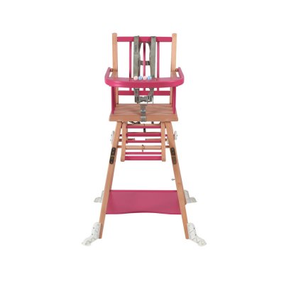 Chaise haute bébé marcel transformable barreaux hybride fuschia