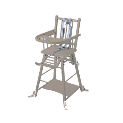 Chaise haute bébé marcel transformable barreaux laque gris clair